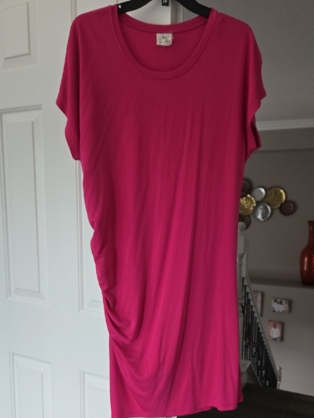 Women's Fuchsia Short Sleeve Dress